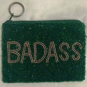 Tiana Designs Green Hand Beaded Coin Purse NWOT